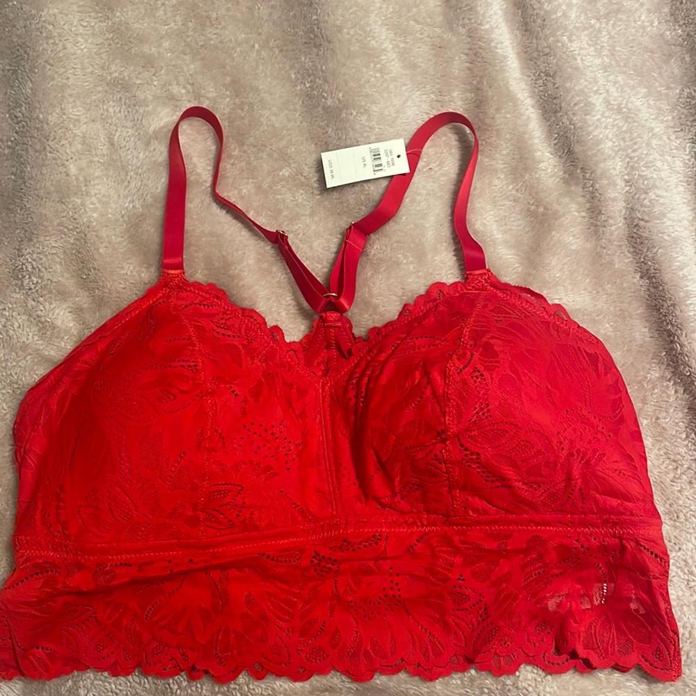 Red lace bralette